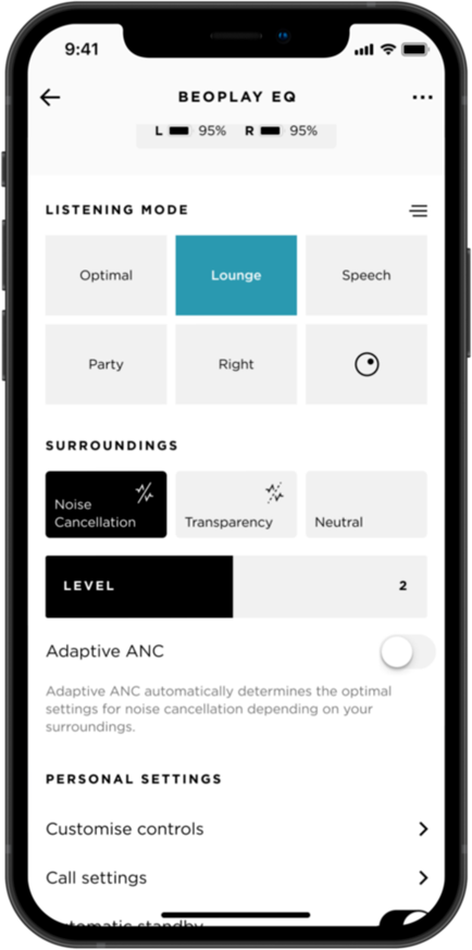 Beoplay EQ transparency mode Bang Olufsen Support