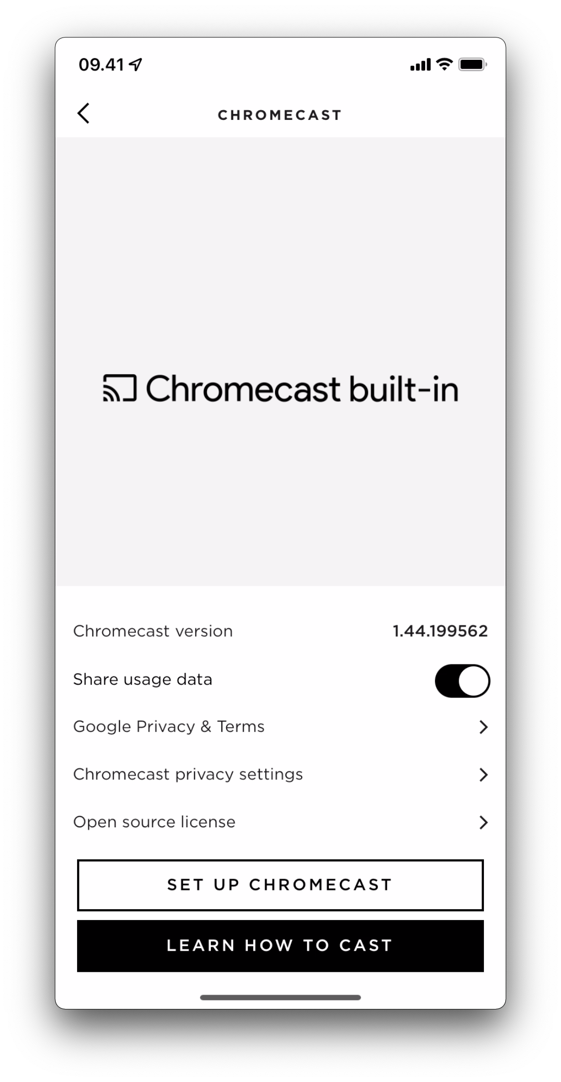 Built in store chromecast google home